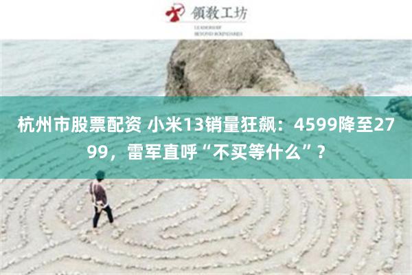 杭州市股票配资 小米13销量狂飙：4599降至2799，雷军直呼“不买等什么”？